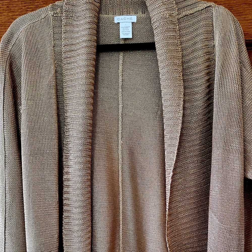 Cache Shimmer Open Cardigan. Size L